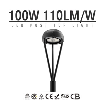 100W LED Post Top Light Fixture 11,000Lm outdoor Park Pathway Pole Garden Lights Photocell