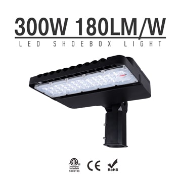 300W LED Shoebox Area Light Fixtures 180Lm/W 54000Lm 