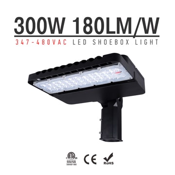 300W 347-480V LED Shoebox Area Light Fixtures 180Lm/W 54000Lm