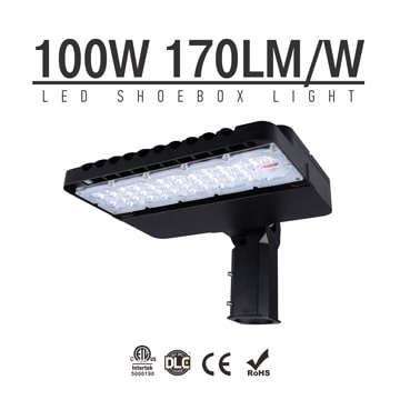 100W LED Shoebox Area Light Fixtures 170Lm/W 17000Lm