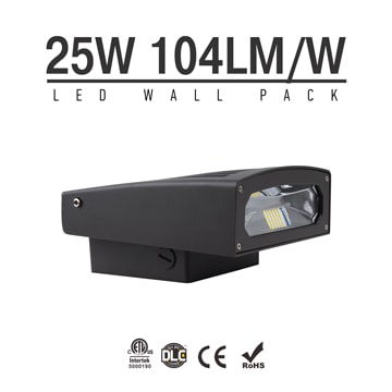 25W Full Cut-off LED Wall Pack Lights,100Lm/W,2,500 Lumens,IP65 waterproof 