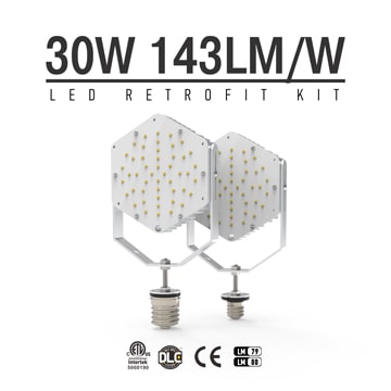 30W LED Retrofit Kits for 105W Metal Halide Fixtures Parking Lot Lighting Retrofit