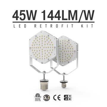 45W LED Retrofit Kits for 125W Metal Halide Fixtures 6,480Lm Parking Lot Lighting Retrofit 