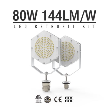 80W LED Retrofit Kits for 275W Metal Halide Fixtures 11,520Lm Parking Lot Lighting Retrofit