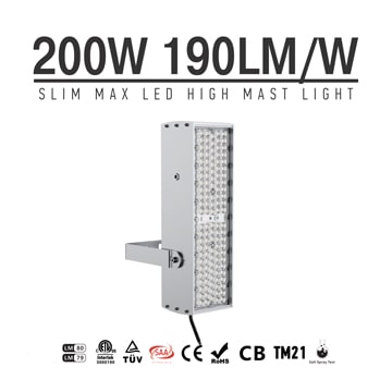 200W 240W 300W LED Flood Lights - 100-277V Brecket Rotatable Grey Aluminum Fin Lightweight 7kg Anti Glare Light