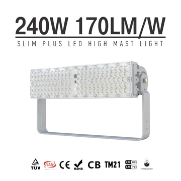 Slim Plus 240W&300W LED High Pole Light, 40800Lumens, High Efficiency 170Lm/W LED Flood High Mast Sport Stadium Lighting 
