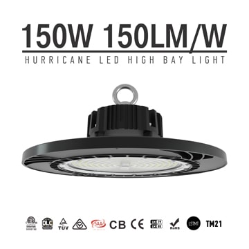 150W High Lumens Dimmable DLC RoHS UFO LED High Bay Auditorium Stadium Lamp 