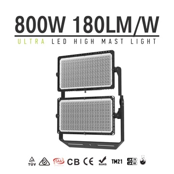 Stadium LED Lighting Fixtures - 800W 100-277V IP66 Anti-glare Rotatable Bracket Flood Light 