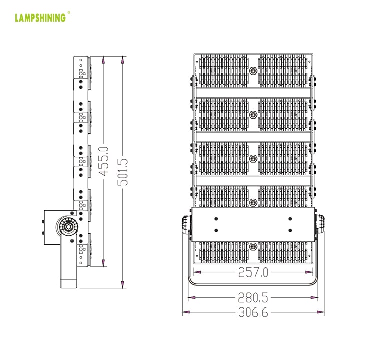 240W 40800lm LED Flood Light for Sale, Warm White 6 Modules AC100-277V Lamp, 600w HPS Equivalent