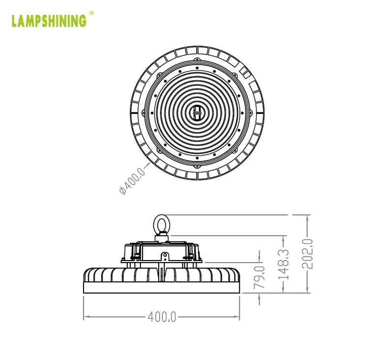 400W 68000lm High Power UFO LED High Bay Light - CE RoHS Aluminum Industry Waterproof Lighting Fixtures