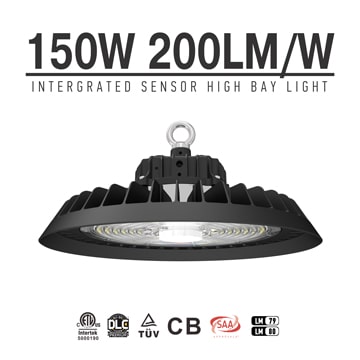 Intergrated Sensor 150W UFO LED High Bay Light 30000lm, Industrial Factory warehouse,commercial Exhibition, Shop Ceiling Lighting 