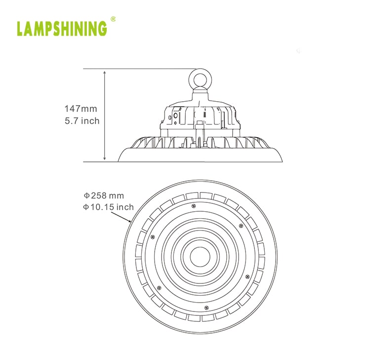 100w slin ufo led high bay light size