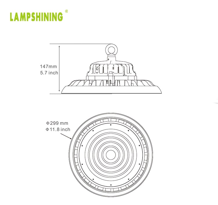 150W UFO LED High Bay High Ceiling Light 24000lm with plug, Dimmable Warehouse Waterproof Safety Light