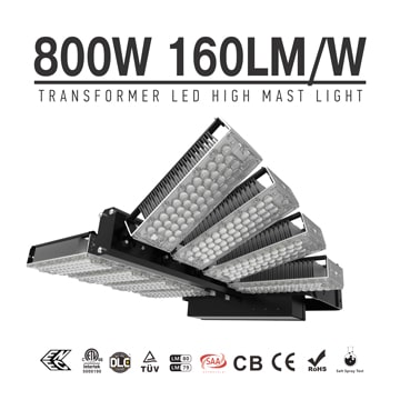 800W LED High Mast Flood Light, Adjustable Module,160Lm/W,128000 Lumen,IP65,Stadium Light,Sports Lighting,Flood Lighting 