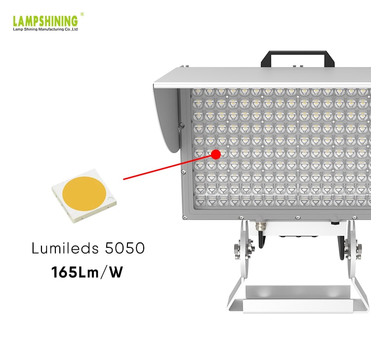 Alpha 600W LED Sports Light - No Glare, No Flicker Gray 4000-6000K Type4 Outdoor Stadium Lighting