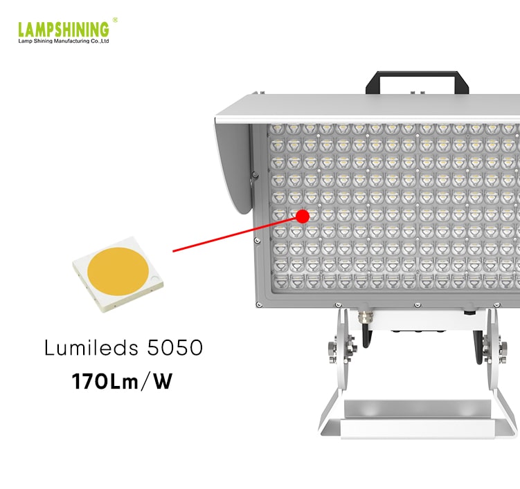 500W LED Stadium Light ENEC ERP TUV CB | Gray Lightweight Anti Glare Outdoor Sports Flood Light