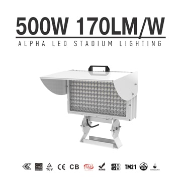 500W LED Stadium Light ENEC ERP TUV CB | Gray Lightweight Anti Glare Outdoor Sports Flood Light