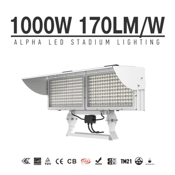 Anti-glare High Power 1000W LED Stadium Light - External driver 170,000lm 176-305VAC Arena Flood Light 