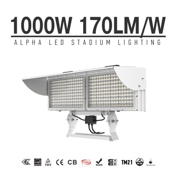 Anti-glare High Power 1000W LED Stadium Light - External driver 170,000lm 176-305VAC Arena Flood Light