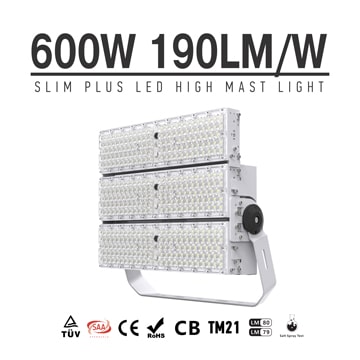 600W LED Flood Light 190Lm/W, Aluminum 3 Module 4000K 5000K Easy to assemble Waterproof Outdoor Pole Light 