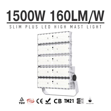 LED High Pole Flood Light High Power Outdoor 1500w, 240000Lumens 6500K IP66 Waterproof