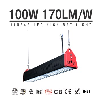 100W LED Linear High Bay Light 17000Lm TUV CE RoHS ETL DLC