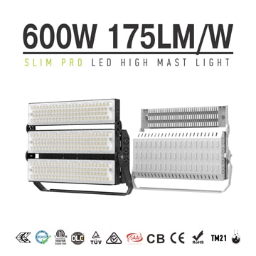 600W 720W LED Stadium Light, Black, White Dimmable Folding Aluminum Fin Tennis court, baseball field Light