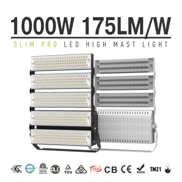 1000W Aluminum 5 Module LED Sport Light Fixtures, Outdoor 20Kg IP66 Waterproof 100-277V Arean Light 
