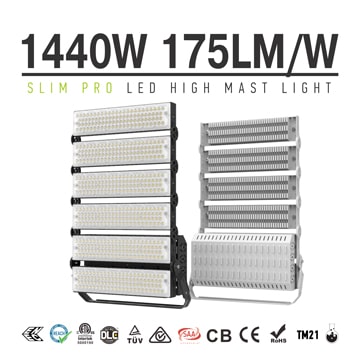 Outdoor 6 Module 1440W High Power LED Sports Lights - 252,000lm - 175lm/w - 5years warranty