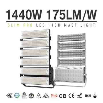 Outdoor 6 Module 1440W High Power LED Sports Lights - 252,000lm - 175lm/w - 5years warranty 