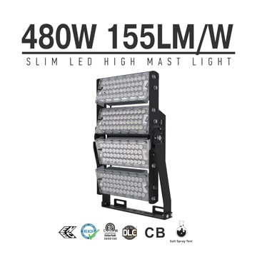 480W 155Lm/W LED Football pitch High Mast Lighting, Rotatable Module,74400 Lumen,IP65,Stadium Light,Sports Lighting,Flood Lighting 