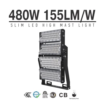 480W 155Lm/W LED Football pitch High Mast Lighting, Rotatable Module,74400 Lumen,IP65,Stadium Light,Sports Lighting,Flood Lighting