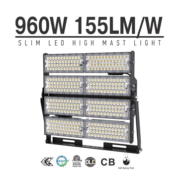 960W LED High Mast Light,Rotatable Module,155Lm/W,148,800 Lumen,IP65,Stadium Light,Sports Lighting,Flood Lighting