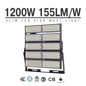 1200W LED High Mast Light,Rotatable Module,155Lm/W,186,000 Lumen,IP65,Stadium Light,Sports Lighting,Flood Lighting