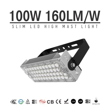 100W TUV SAA LED High Mast Light,Rotatable Module,160Lm/W,16000 Lumen,IP65,Stadium Light,Sports Lighting,Flood Lighting 