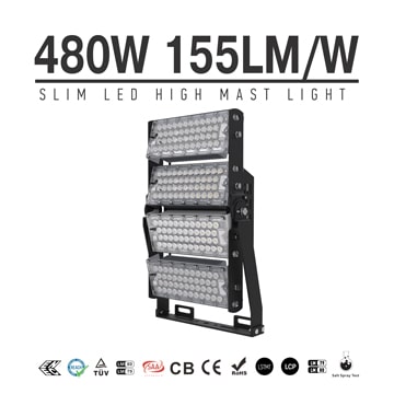 480W-A TUV SAA LED High Mast Light,Rotatable Module,155Lm/W,74400 Lumen,IP65,Stadium Light,Sports Lighting,Flood Lighting