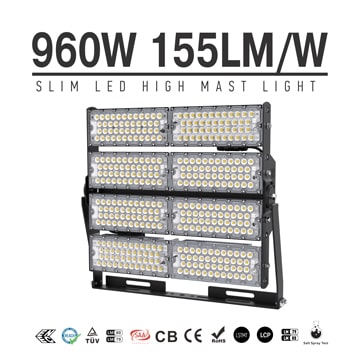 960W 148800 Lumens TUV SAA Outdoor Commercial LED High Pole Flood Lights in china 