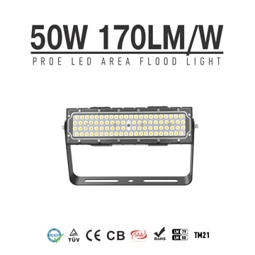 50W IP66 8500lm Slim ProE LED Area Flood Light 110V 240V Warm White For Tunnel, Billboard 