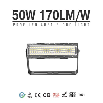 50W IP66 8500lm Slim ProE LED Area Flood Light 110V 240V Warm White For Tunnel, Billboard