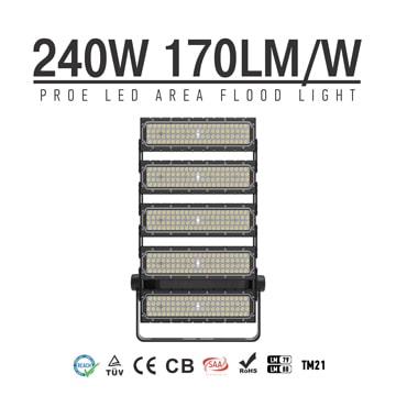 240W 40800lm LED Flood Light for Sale, Warm White 6 Modules AC100-277V Lamp, 600w HPS Equivalent 