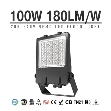 100w LED Flood Light, 240v Stadium Lightweight Pole Light, 5 years warranty 