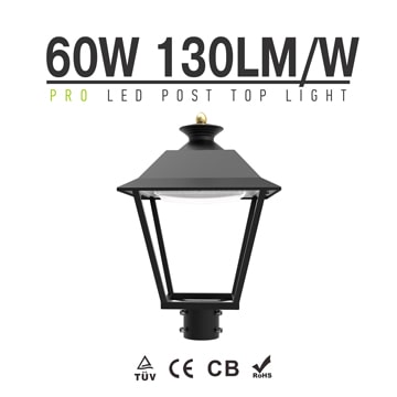 LED Post Top Pole Lights, 60W 7,800Lm 3000K Outdoor Waterproof Urbanscape Decorative Area Top Light Fixtures 