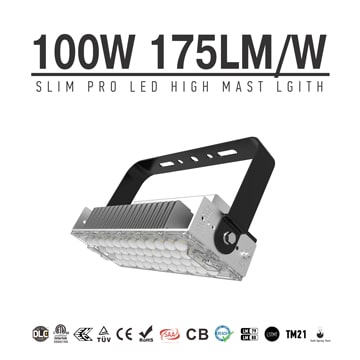 100W Slim Pro LED Sport Flood Light Fixtures - 240V Outdoor 17500lm Aluminum Fin Module Spotlights 