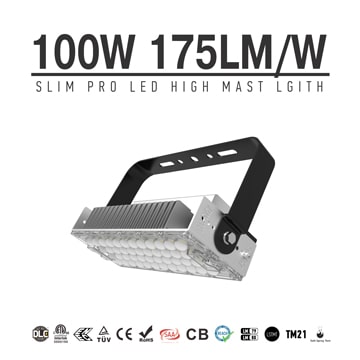 100W Slim Pro LED Sport Flood Light Fixtures - 240V Outdoor 17500lm Aluminum Fin Module Spotlights