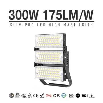 300W Slim Pro LED Flood Light 52500lm(600W Equivalent) - Adjustable Module Outdoor Industrial Area Light