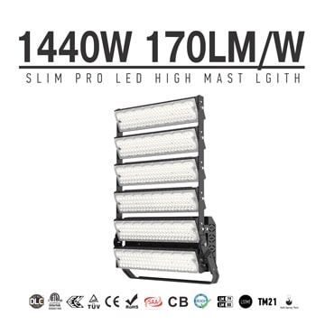 1440W LED Sports Lighting,3000-6000K,170LM/W, 204000 lumens,100-277V, 3000W Equivalent
