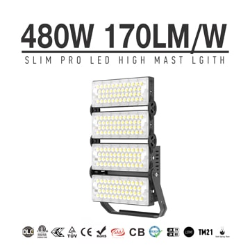 480W Slim Pro LED Flood Light Fixtures - 81600lm 4 Modules Security Floodlights, Commercial Lighting Fixture