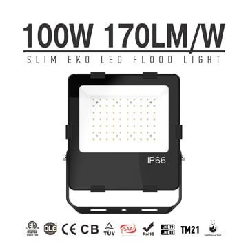 Slim EKO LED Flood Light 100W, 17000 Lumen, 100-277V Outdoor Light