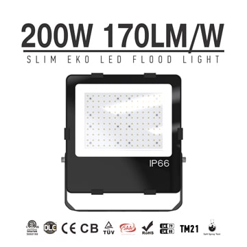 Slim EKO 200W LED Flood Light Fixture - Super Bright 34,000 Lumens - 500W MH Equivalent