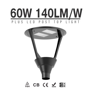 60W 8400lm LED Garden Light Post Top Lantern, Modern Lawn, Pathway Driveway Post Light